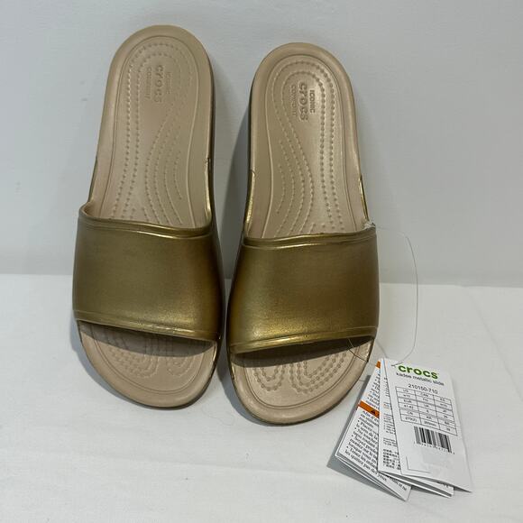 CROCS Shoes - NWT Crocs Kaydee Metallic Slide - Gold - Women's Size 10
